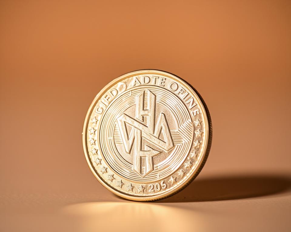 A close-up photograph of a gleaming silver coin against a soft, out-of-focus background. The coin is centered, capturing its intricate design and reflective surface in meticulous detail. Warm, directional lighting casts subtle shadows, highlighting the coin's dimensional features and lending a sense of depth and solidity. The image is crisp, with a shallow depth of field that draws the viewer's attention solely to the captivating SnapCoin, conveying a sense of effortless organization and evaluation.