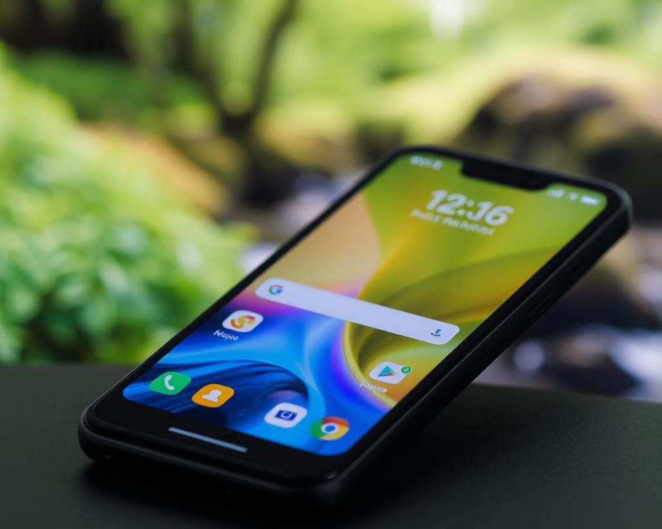 A mobile phone with a clean, organized home screen and minimal open apps, displaying a vibrant, nature-inspired wallpaper. The phone's screen is illuminated by soft, diffused lighting, creating a serene and calming atmosphere. The background features a blurred, verdant landscape with lush foliage and a serene, flowing stream, conveying a sense of tranquility and balance. The overall composition emphasizes the importance of maintaining a well-optimized and decluttered smartphone experience for long-term performance and user satisfaction. A mobile phone with a clean, organized home screen and minimal open apps, displaying a vibrant, nature-inspired wallpaper. The phone's screen is illuminated by soft, diffused lighting, creating a serene and calming atmosphere. The background features a blurred, verdant landscape with lush foliage and a serene, flowing stream, conveying a sense of tranquility and balance. The overall composition emphasizes the importance of maintaining a well-optimized and decluttered smartphone experience for long-term performance and user satisfaction.