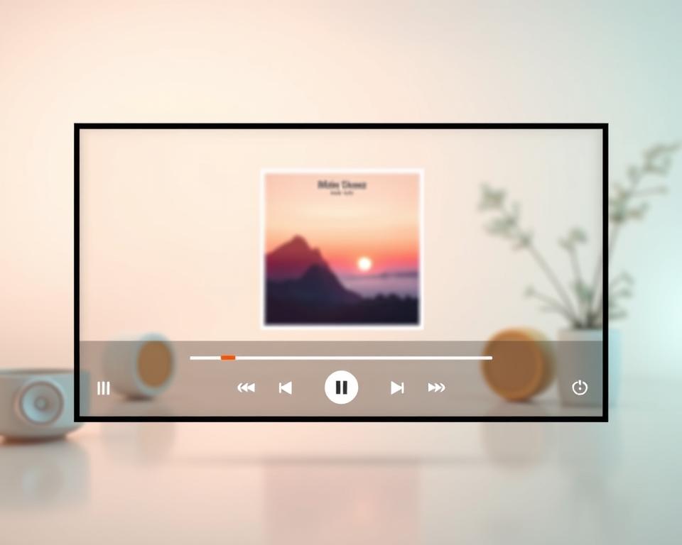 A sleek and minimalist music player interface, showcased against a soft, pastel-tinted backdrop. In the foreground, a simple, clean-lined music player controls with intuitive play/pause, skip, and volume buttons. The middle ground features a visually striking, high-resolution album artwork, framed by a subtle, elegant border. The background suggests a soothing, ambient environment, with subtle lighting and hazy, out-of-focus elements, creating a sense of depth and tranquility. The overall impression is one of refined simplicity, highlighting the Pulsar Music Player's user-friendly design and universal compatibility. A sleek and minimalist music player interface, showcased against a soft, pastel-tinted backdrop. In the foreground, a simple, clean-lined music player controls with intuitive play/pause, skip, and volume buttons. The middle ground features a visually striking, high-resolution album artwork, framed by a subtle, elegant border. The background suggests a soothing, ambient environment, with subtle lighting and hazy, out-of-focus elements, creating a sense of depth and tranquility. The overall impression is one of refined simplicity, highlighting the Pulsar Music Player's user-friendly design and universal compatibility.