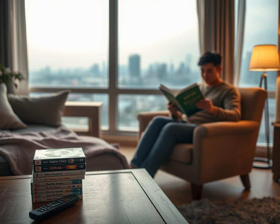 A tranquil scene of a cozy living room, illuminated by soft, warm lighting. In the foreground, a stack of Korean drama DVDs and a remote control rest on a wooden coffee table, surrounded by plush cushions and a cozy throw blanket. The middle ground features a comfortable armchair, its occupant engrossed in a novel, their face partially obscured by the pages. In the background, a large window overlooks a serene urban landscape, the city skyline visible in the distance. The overall atmosphere is one of relaxation and immersion, inviting the viewer to imagine themselves enjoying a peaceful moment while exploring the world of Korean dramas. A tranquil scene of a cozy living room, illuminated by soft, warm lighting. In the foreground, a stack of Korean drama DVDs and a remote control rest on a wooden coffee table, surrounded by plush cushions and a cozy throw blanket. The middle ground features a comfortable armchair, its occupant engrossed in a novel, their face partially obscured by the pages. In the background, a large window overlooks a serene urban landscape, the city skyline visible in the distance. The overall atmosphere is one of relaxation and immersion, inviting the viewer to imagine themselves enjoying a peaceful moment while exploring the world of Korean dramas.