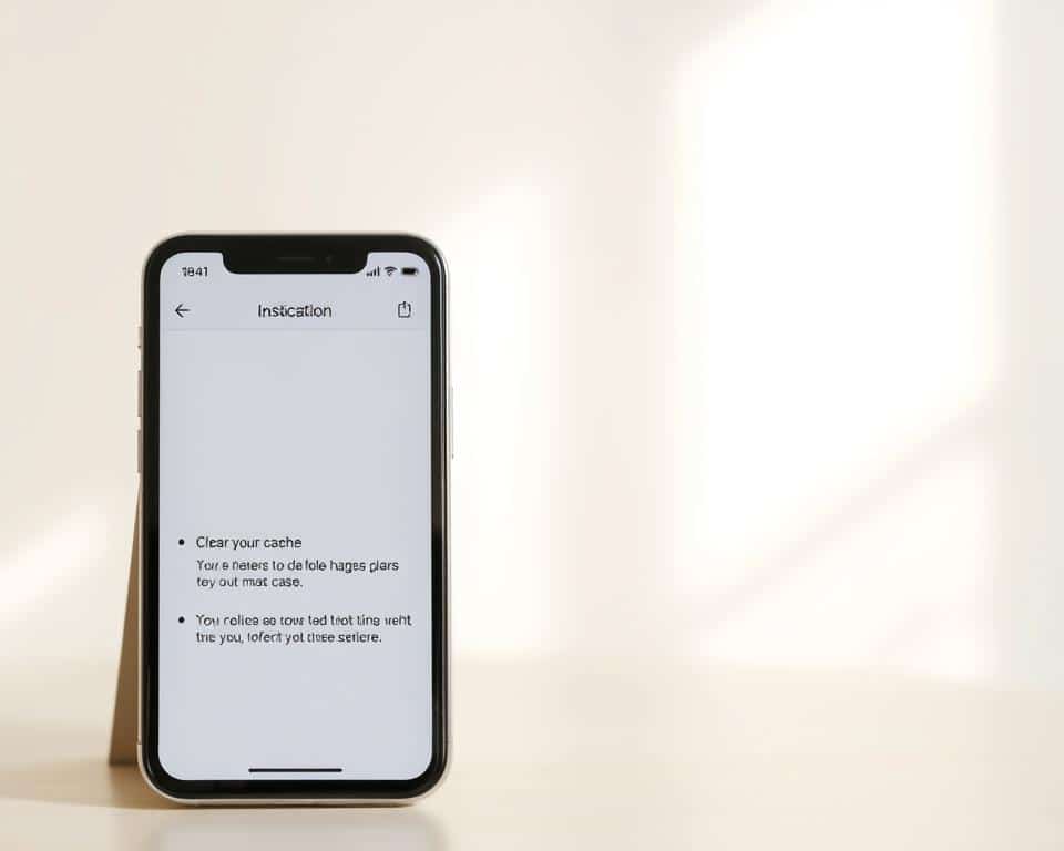 A neatly organized mobile phone interface, with a step-by-step guide on clearing the device's cache. The foreground features a sleek, modern smartphone screen displaying clear instructions and icons. The middle ground showcases a clean, minimalist design with subtle shadows and highlights, emphasizing the simplicity of the process. The background has a slightly blurred, neutral tone, drawing the viewer's attention to the informative content. Soft, natural lighting casts a warm, inviting glow, creating a sense of ease and approachability. The overall composition and styling convey a sense of efficiency, organization, and practical problem-solving, aligning with the article's subject and section title.