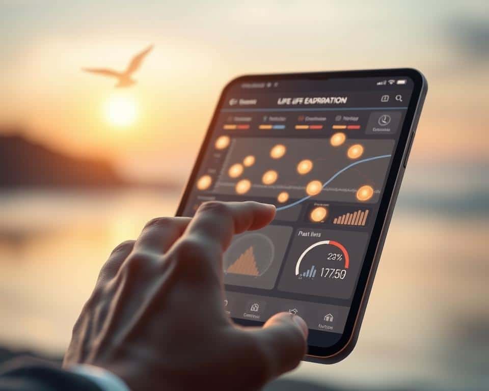An intricate analysis of the Life Explorer app for past life regression, showcasing a detailed interface with interactive visuals. Elegant 3D rendering in a modern, minimalist style, with a serene, contemplative atmosphere. The screen displays a timeline of reincarnation, animated graphs, and glowing orbs representing past lives, all bathed in a soft, warm light. In the foreground, a person's hand interacts with the intuitive touchscreen controls, while the background subtly suggests a peaceful, natural environment. High-resolution, cinematic perspective with a shallow depth of field, capturing the app's sophisticated design and the user's immersive experience. An intricate analysis of the Life Explorer app for past life regression, showcasing a detailed interface with interactive visuals. Elegant 3D rendering in a modern, minimalist style, with a serene, contemplative atmosphere. The screen displays a timeline of reincarnation, animated graphs, and glowing orbs representing past lives, all bathed in a soft, warm light. In the foreground, a person's hand interacts with the intuitive touchscreen controls, while the background subtly suggests a peaceful, natural environment. High-resolution, cinematic perspective with a shallow depth of field, capturing the app's sophisticated design and the user's immersive experience.