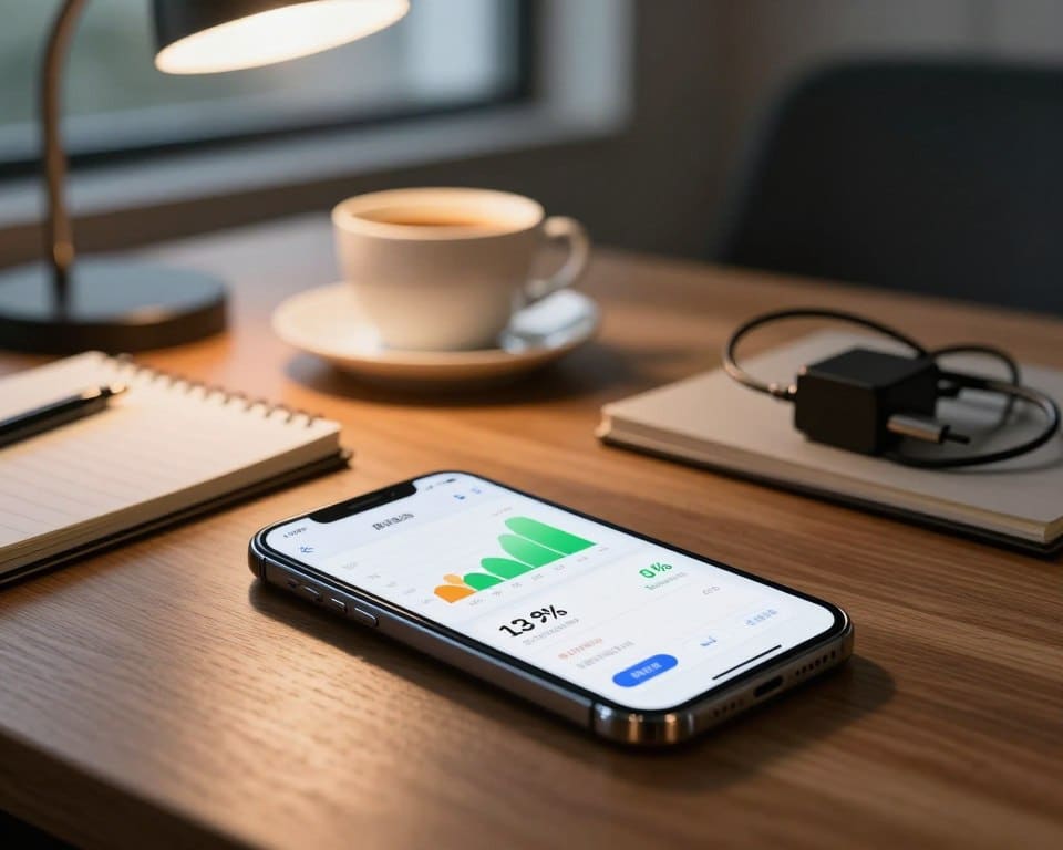 estatísticas de uso da bateria no smartphone