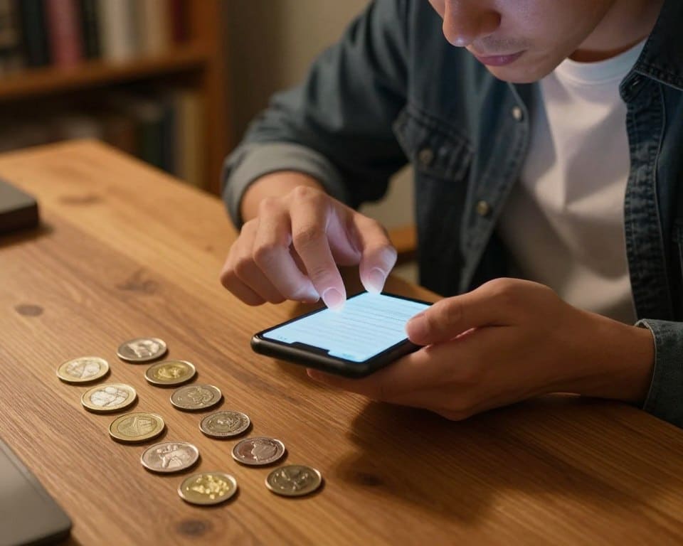 usando celular para identificar moedas raras