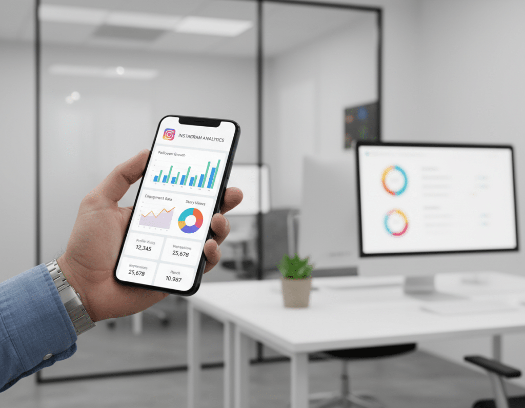rastreador de perfil instagram mostrando análises