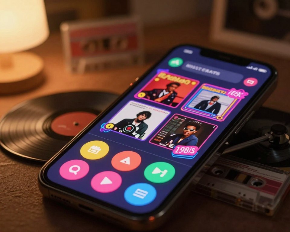 Interface de aplicativo de música antiga para usuários